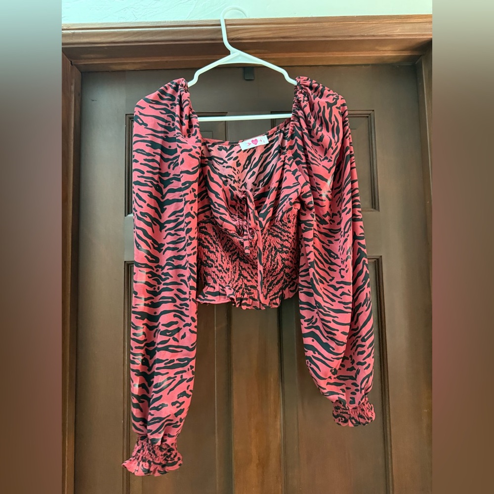 South Moon Under Pink/Red and Black Zebra Print Women's Top